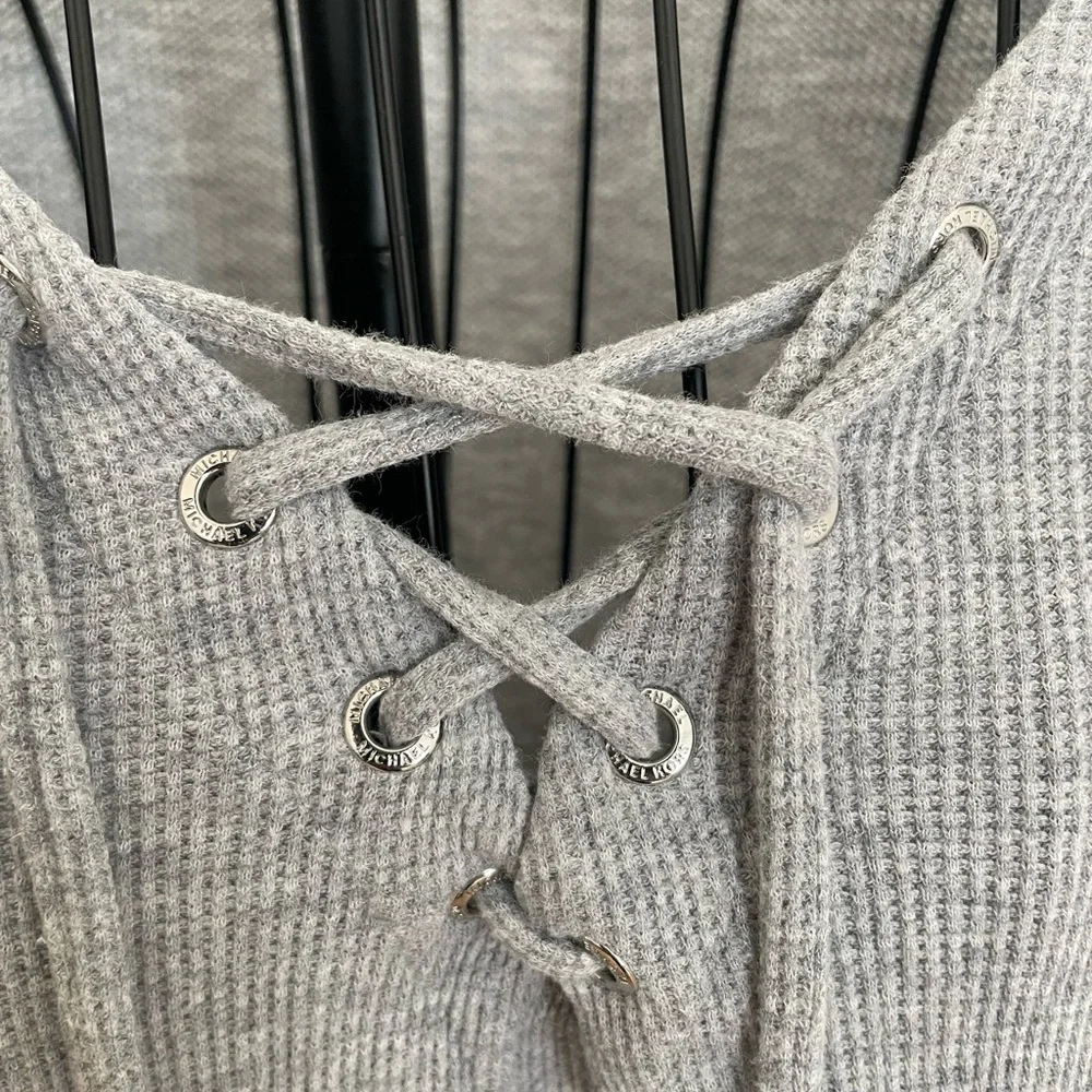 Michael Kors Gray Lace-Up Blouse
